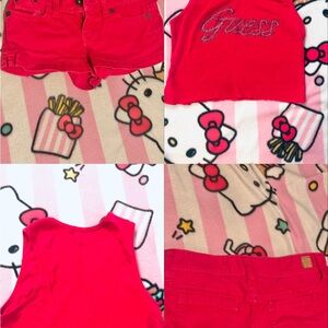 Guess Vibrant Pink shorts and shirt